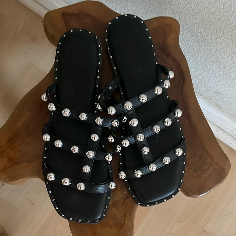 Black Studded Sandals Size 8.5
